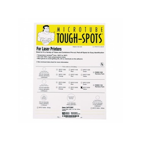 Diversified Biotech Tough-Spots, Laser, 1/2" Dia, Yellow, 3840/pk, 3840PK 247139Y